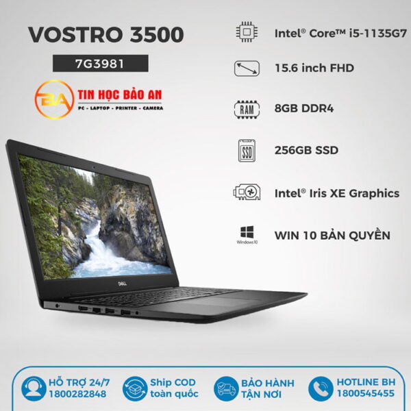 Laptop Dell Vostro 15 3500 7G3981 ( CPU Core i5-11135G7/ RAM 8GB/ SSD 256GB ) - Hình ảnh 2